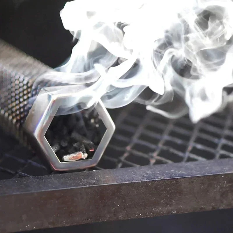 6/12 inch BBQ Stainless Steel Smoker Grill Tube Perforated Mesh Filter Gadget Pellet Smoking Generator Hexagon Spice Smoked Box