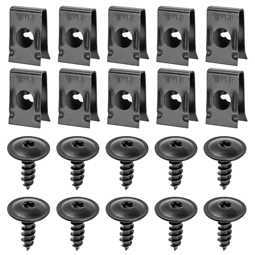 Self Tapping Screws Metal Fastener Clip for Car Motorcycle U-Type Clip with Screw Anti-rust Protection Clip Screw Iron Sheet Kit