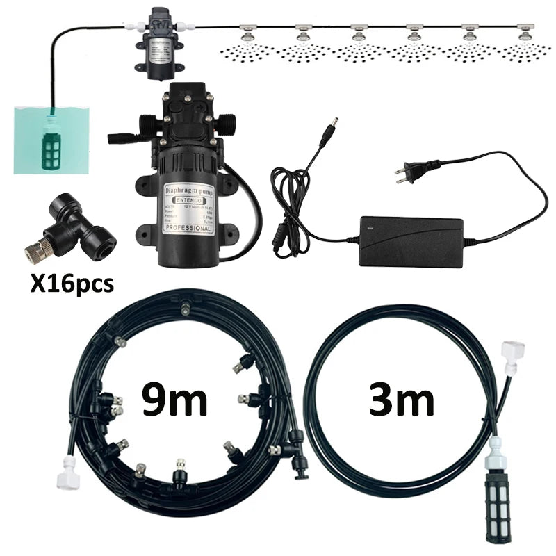 Water Mist Atomizer Electric Sprayer Misting Cooling System Garden Nebulizers Water Fog Plant Mister Nozzles