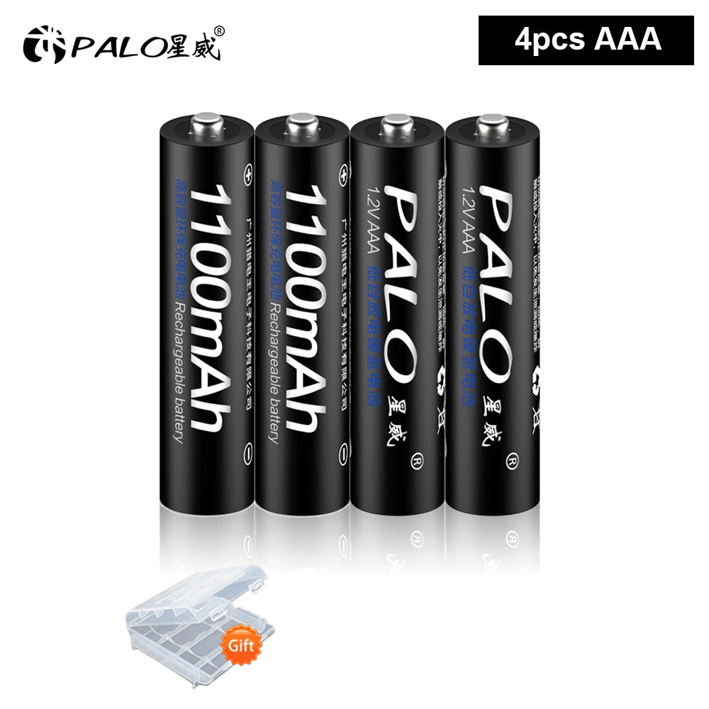 PALO AA and AAA Rechargeable Batteries 3000mAh NI-MH AA Battery LR6 1100mAh AAA LR3+LCD USB USB Charger for 1.2V AA AAA Battery