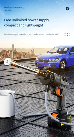 Wireless High Pressure Car Washing Machine with Lithium Battery Rechargeable Electric Car Washer Portable Water Gun Kit Cleaner