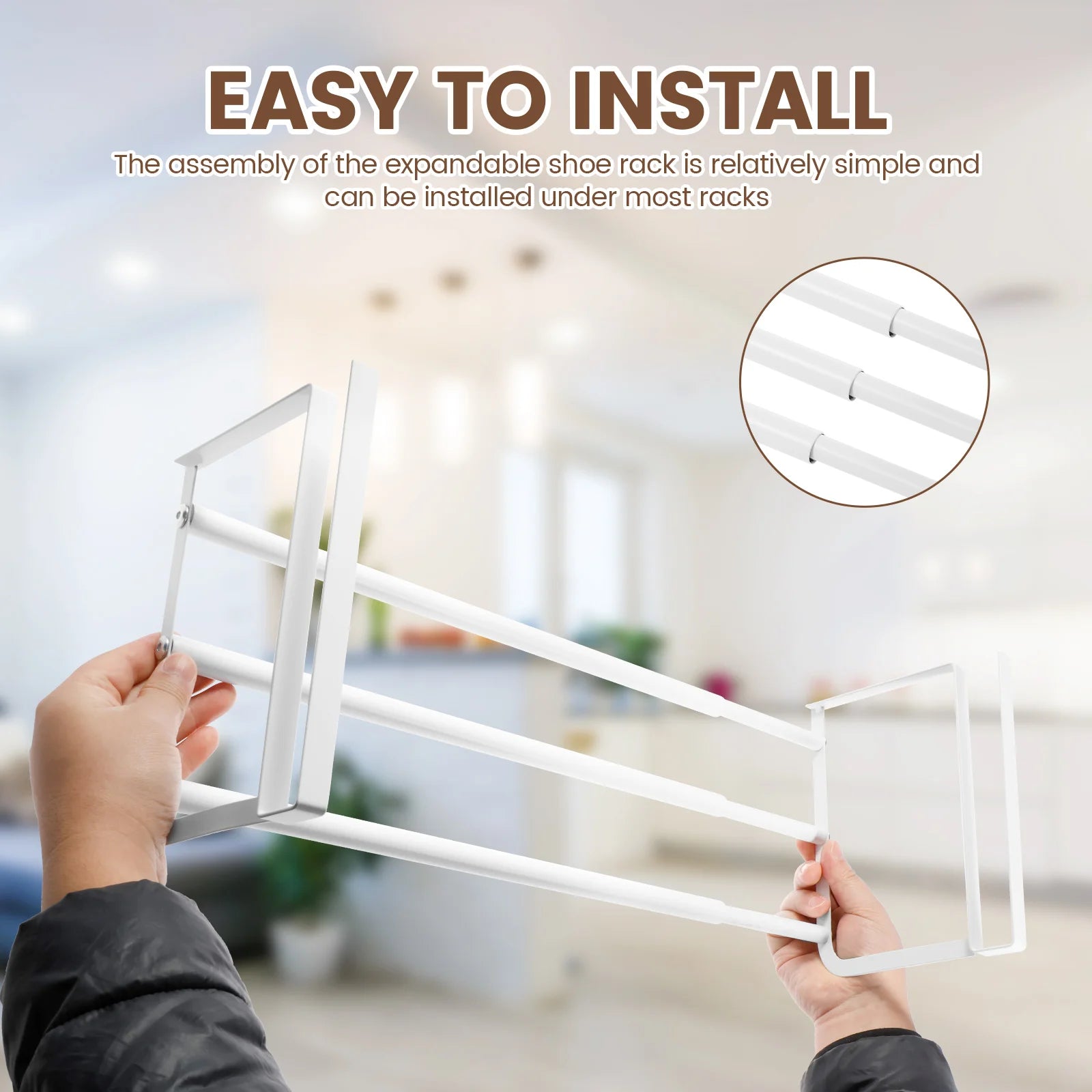 Adjustable Shoe Rack Hanging Under Cabinets Clothes Shoe Storage Shelf Expandable Household Retractable Organizer