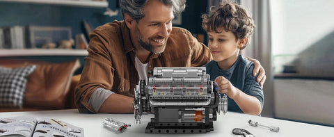Diy King10088 V8 Engine Building Kit - Build Your Own V8 Engine Toy, 8-Cylinder Petrol Car Engine Replica Model Kit Building Kit