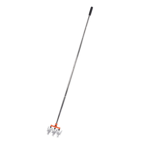 Manual Rotary Cultivator Tool Stainless Steel Teeth Adjustable Handle Garden Hand Tiller for Lawn Hand Rotary Cultivator