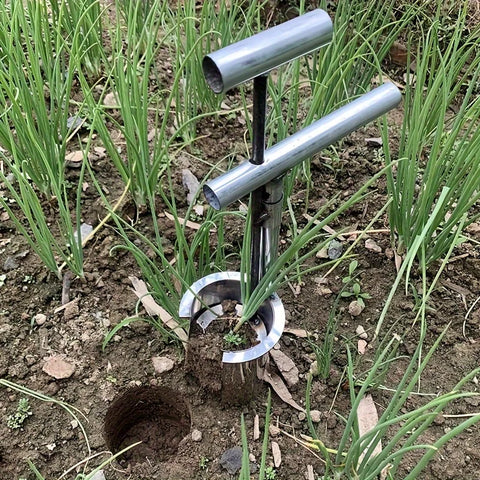 Stainless Steel Garden Transplanting Tool, Handheld, Durable Metal Manual Planter for Fruit Trees and Vegetable Seedlings