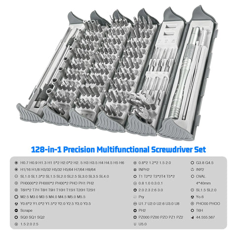 128 in 1 Electronics Precision Screwdriver Set Professional Magnetic Repair Tool with 122 Bits for Computer, PC, iPhone, Laptop
