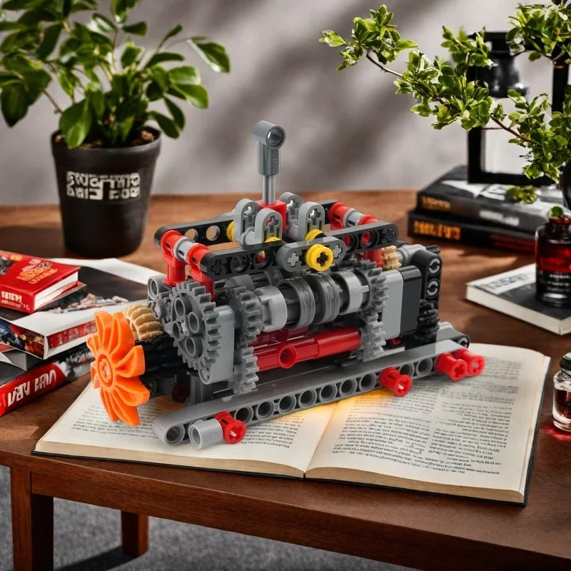 6-Speed Gearbox Model Kit - MOC Technical Building Blocks for DIY Cars - Compatible Transmission Engineering Toy with Gears