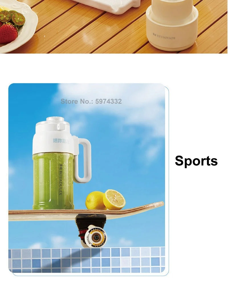 1000ml Wireless Juicer Blender Portable Drinking Cup Milkshake Mixer Juice Maker USB Rechargeable Home Juice Cup 1500mAh