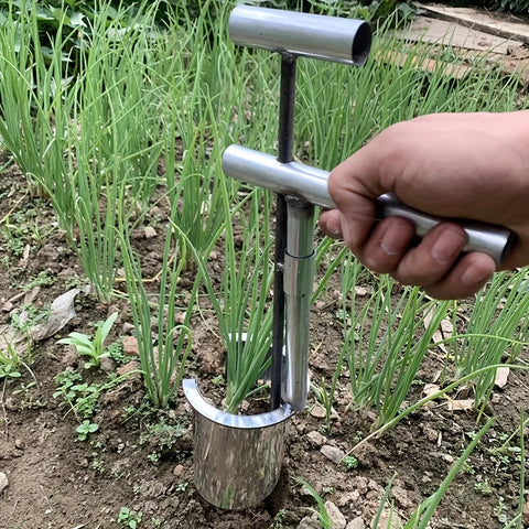 Stainless Steel Garden Transplanting Tool, Handheld, Durable Metal Manual Planter for Fruit Trees and Vegetable Seedlings