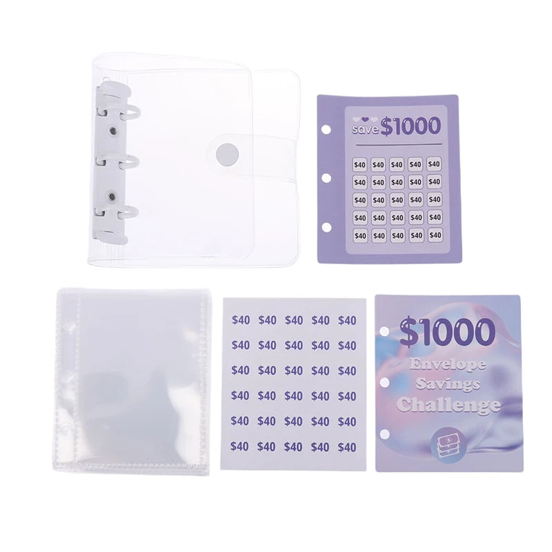 Money Saving Binder $150/300/500/1000 Savings Challenge Binder Mini Binder Cash Budget Storage Book Envelope Savings Notebook