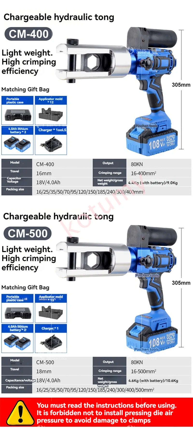 18V Lithium Battery Hydraulic Pliers Hydraulic Electric Fast Crimping Pliers Wire Terminals Crimping Cable Pliers