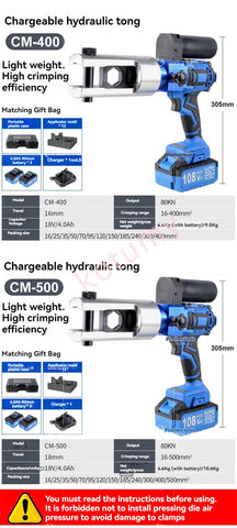 18V Lithium Battery Hydraulic Pliers Hydraulic Electric Fast Crimping Pliers Wire Terminals Crimping Cable Pliers