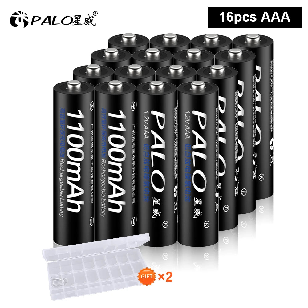 PALO AA and AAA Rechargeable Batteries 3000mAh NI-MH AA Battery LR6 1100mAh AAA LR3+LCD USB USB Charger for 1.2V AA AAA Battery