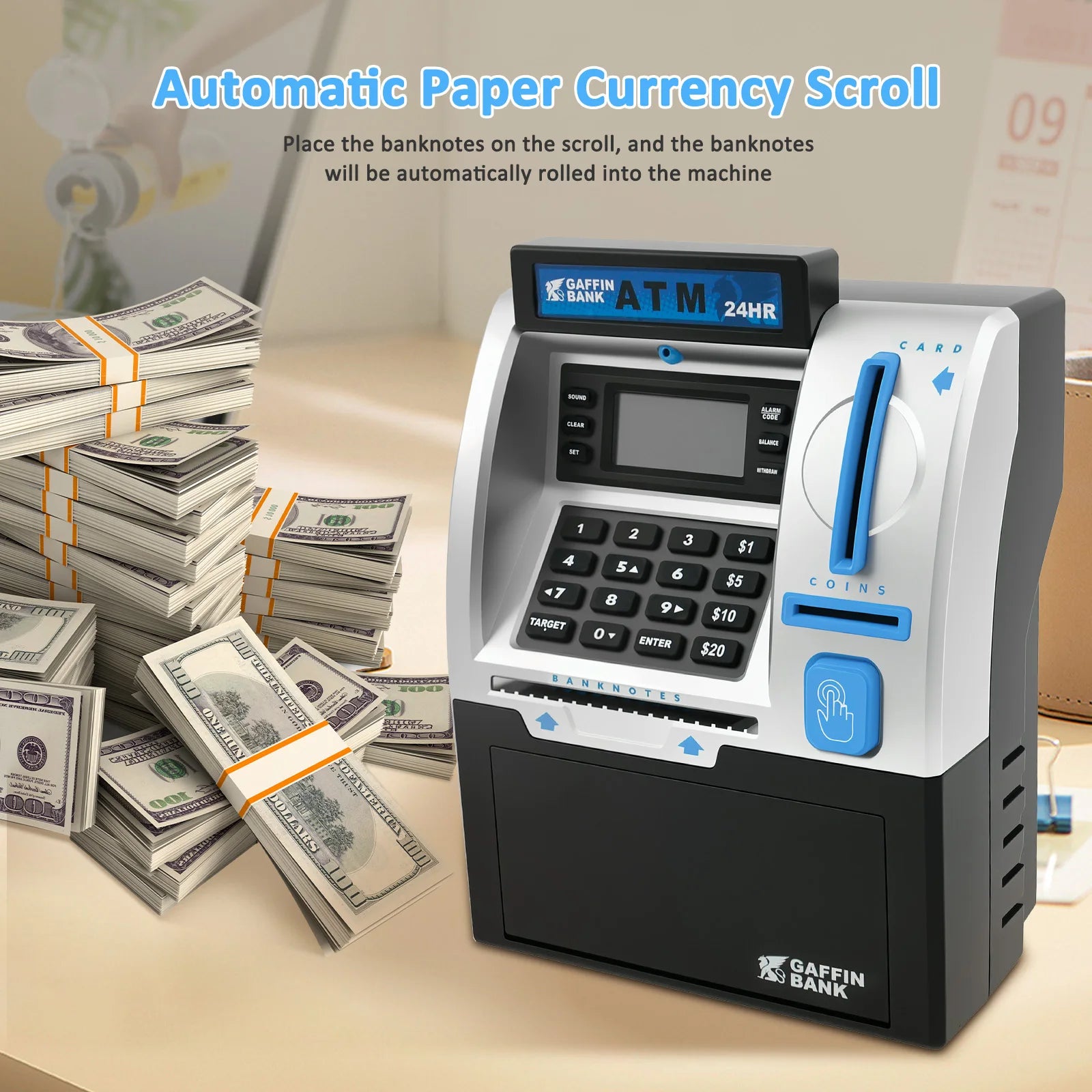 ATM Savings Bank Robust Electronic Piggy Bank Smart Card Swipe Digital Coin Saver Password Protected Savings Jar Flexible Access