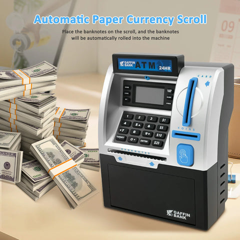 ATM Savings Bank Robust Electronic Piggy Bank Smart Card Swipe Digital Coin Saver Password Protected Savings Jar Flexible Access