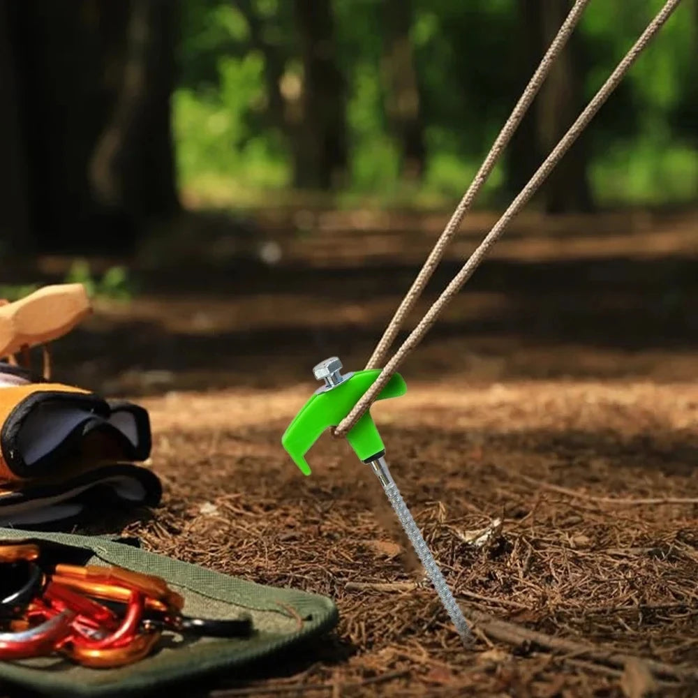 4/10pcs Outdoor Tent Ground Nail 20CM Screw Anchor Stakes Pegs For Trap Shelter Carbon Steel Hexagonal Head Camp Accessories