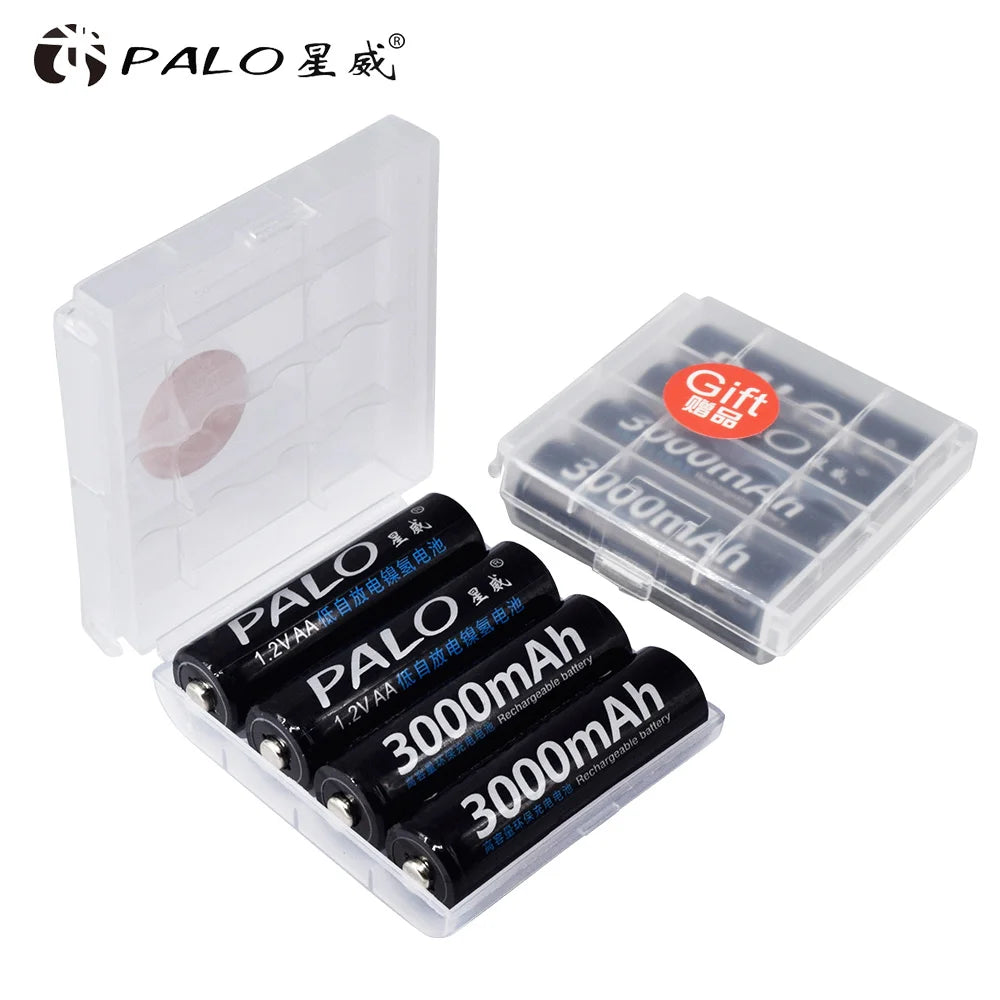 PALO AA and AAA Rechargeable Batteries 3000mAh NI-MH AA Battery LR6 1100mAh AAA LR3+LCD USB USB Charger for 1.2V AA AAA Battery