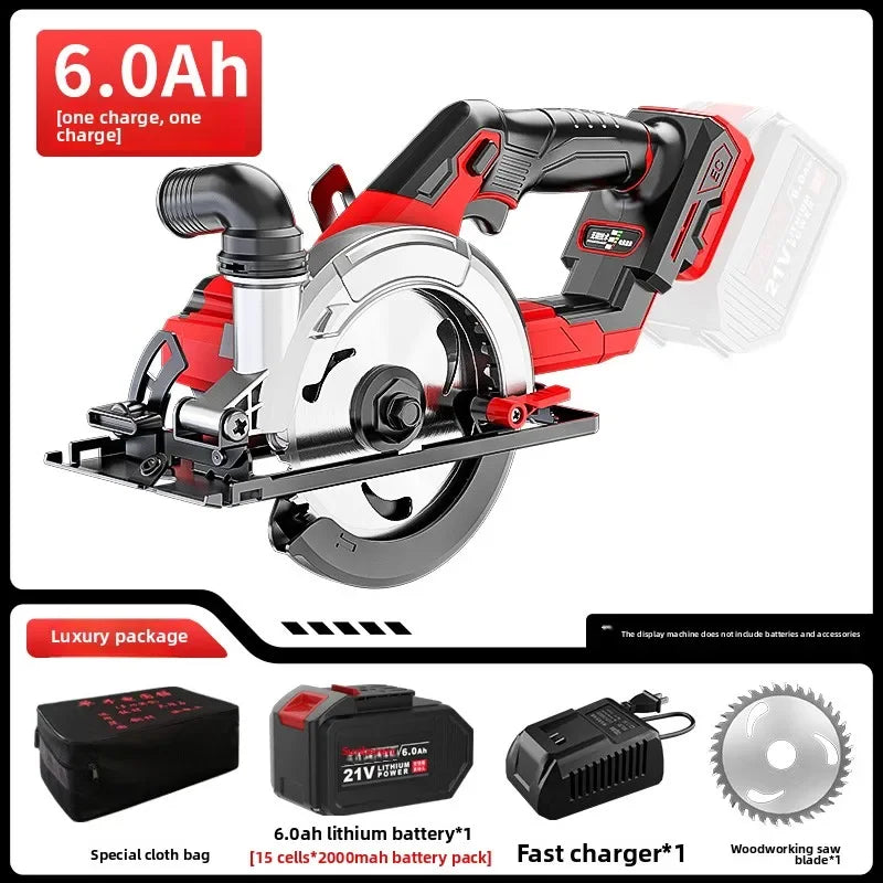 110V/220V Brushless Lithium Battery Electric Circular Saw Rechargeable Wireless Woodworking Hand Saw Power Tools CBA