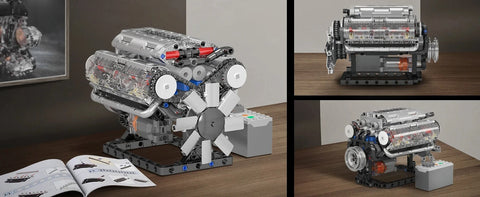 Diy King10088 V8 Engine Building Kit - Build Your Own V8 Engine Toy, 8-Cylinder Petrol Car Engine Replica Model Kit Building Kit