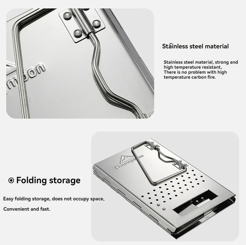 CAMPINGMOON MT-17 Foldable Portable Triangle Point Carbon Stove Fire Stove Barbecue Stainless Steel Camping Firewood Stove