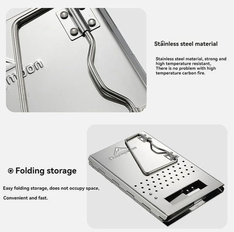CAMPINGMOON MT-17 Foldable Portable Triangle Point Carbon Stove Fire Stove Barbecue Stainless Steel Camping Firewood Stove