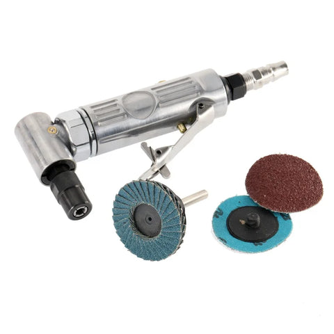 90 Degree Air Die Grinder Mini Air Grinder Pneumatic Grinding Polisher Mill Engraving Machine with Sanding Discs Tool Kit