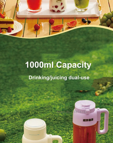 1000ml Wireless Juicer Blender Portable Drinking Cup Milkshake Mixer Juice Maker USB Rechargeable Home Juice Cup 1500mAh