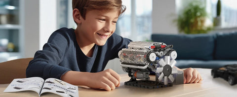 Diy King10088 V8 Engine Building Kit - Build Your Own V8 Engine Toy, 8-Cylinder Petrol Car Engine Replica Model Kit Building Kit