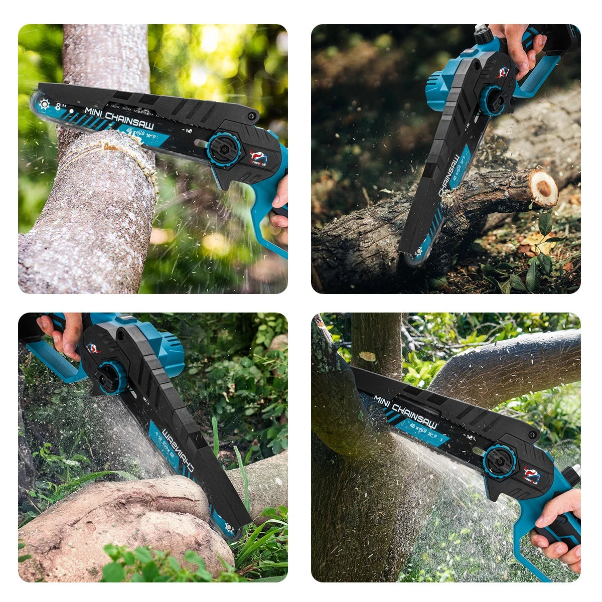 Newly 8 Inch Brushless Electric Saw W/ 2PCS Chains Cordless Woodworking Garden Pruning Chainsaw Set For Makita 18V Battery Pin