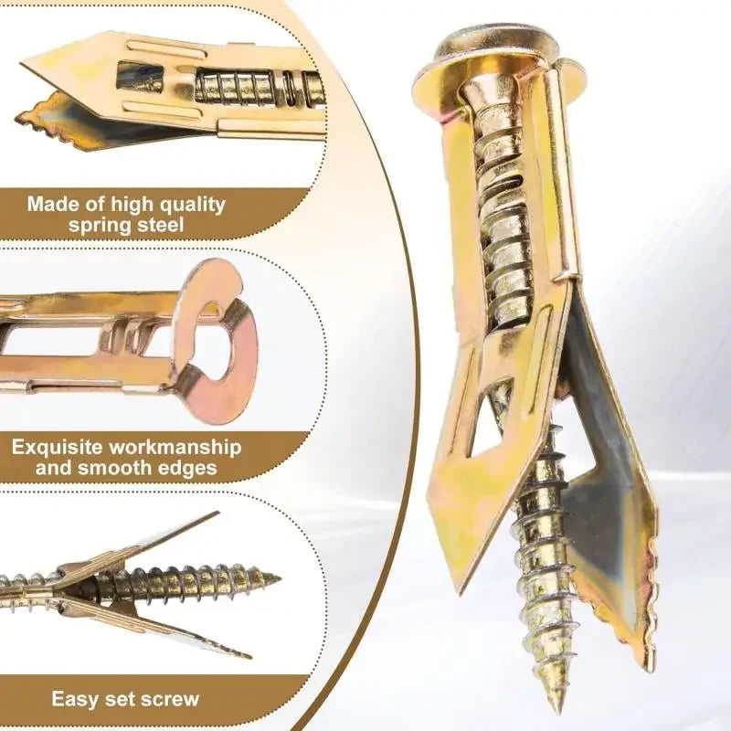 25/50/100Pcs Self Tapping Screws Self Drilling Anchors Screws Drywall Anchors Easy Application for Gypsum Plasterboard Dowel