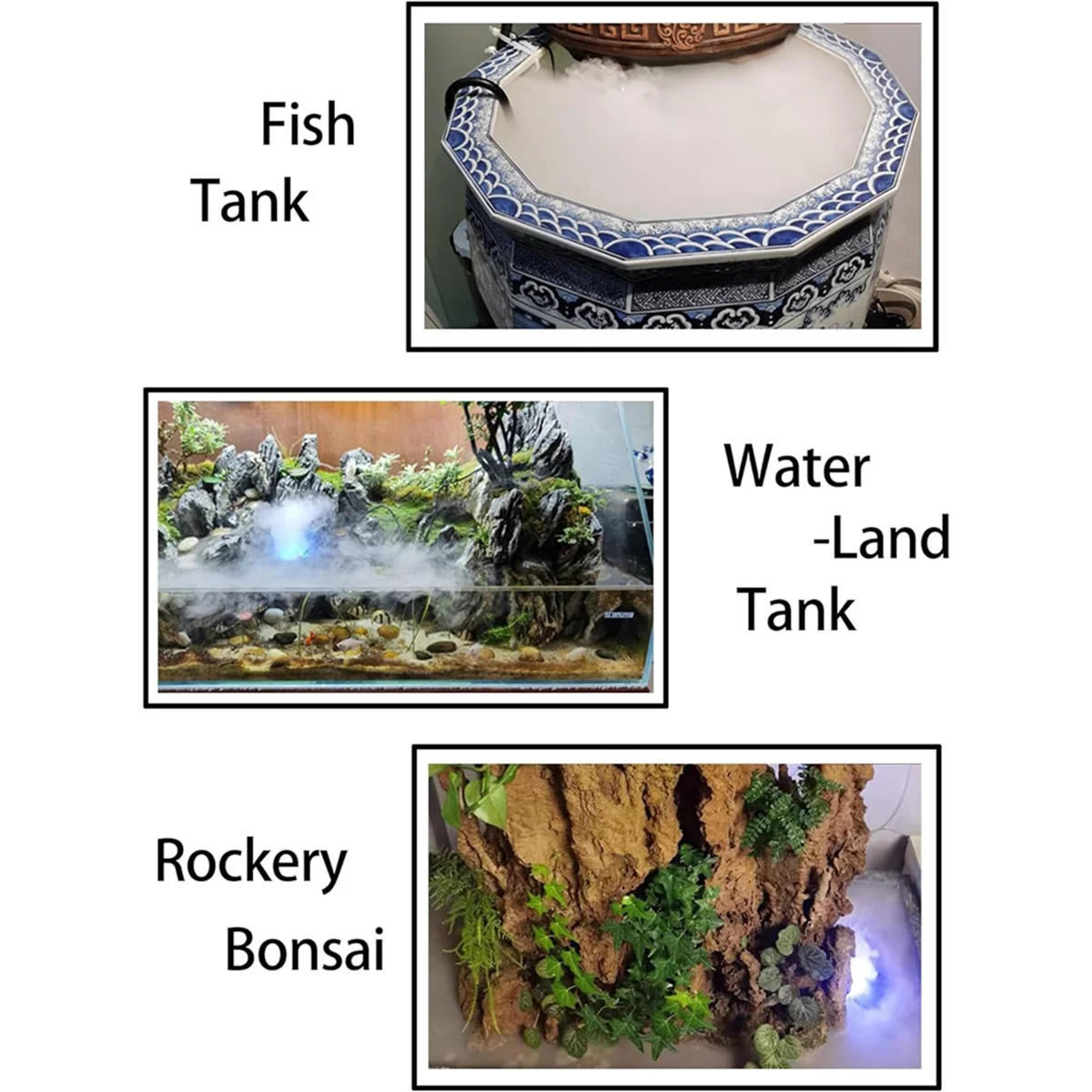 Practical USB 5V Water Pump Mist Maker LED Lights Mini Mister Fog Machine, Indoor Fountain Garden Pond Water Fogger Atomizer Whi