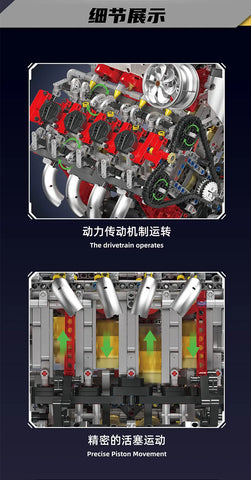 2718PCS V8 Engine Model kit Technincal Car MOC V8 Engine Supercar Model Assembly Car Building Blocks Brick Toys For Boys Gifts