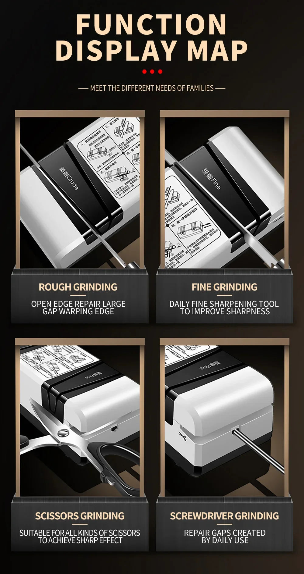 Electric Knife Sharpener Multi-function Automatic Cut Sharpener For Slotted screwdrivers Scissors Knives Electric Fast Sharpener