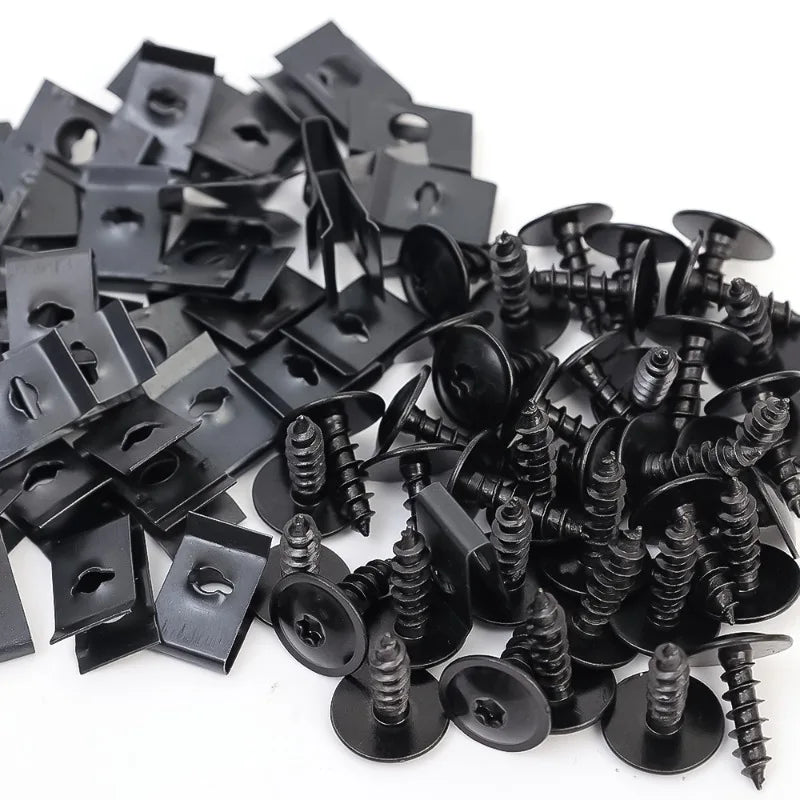 Self Tapping Screws Metal Fastener Clip for Car Motorcycle U-Type Clip with Screw Anti-rust Protection Clip Screw Iron Sheet Kit