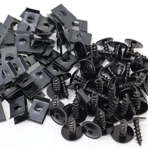 Self Tapping Screws Metal Fastener Clip for Car Motorcycle U-Type Clip with Screw Anti-rust Protection Clip Screw Iron Sheet Kit