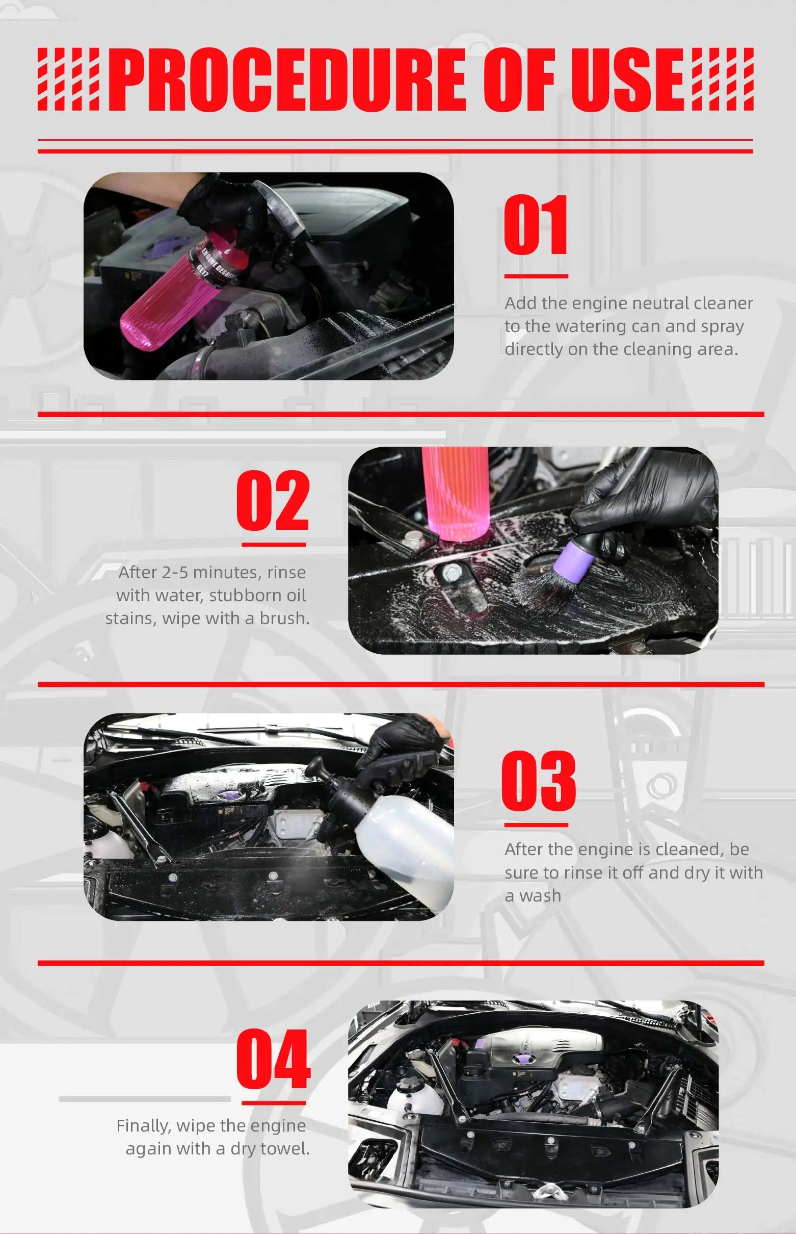 Engine Bay Cleaner & Degreaser - Effective for Cars, Engines, Floors, Home Use - Rapidly Cleans Grease & Grime Build Up