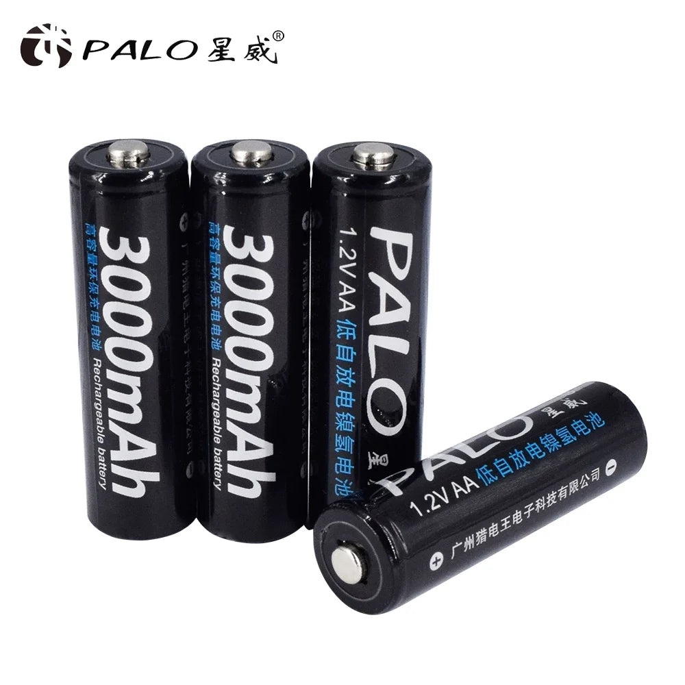 PALO AA and AAA Rechargeable Batteries 3000mAh NI-MH AA Battery LR6 1100mAh AAA LR3+LCD USB USB Charger for 1.2V AA AAA Battery
