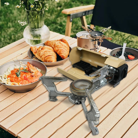 Foldable camping stove portable stove with storage bag, camp gas stove, for picnic, backpacking hiking, adventure, home travel