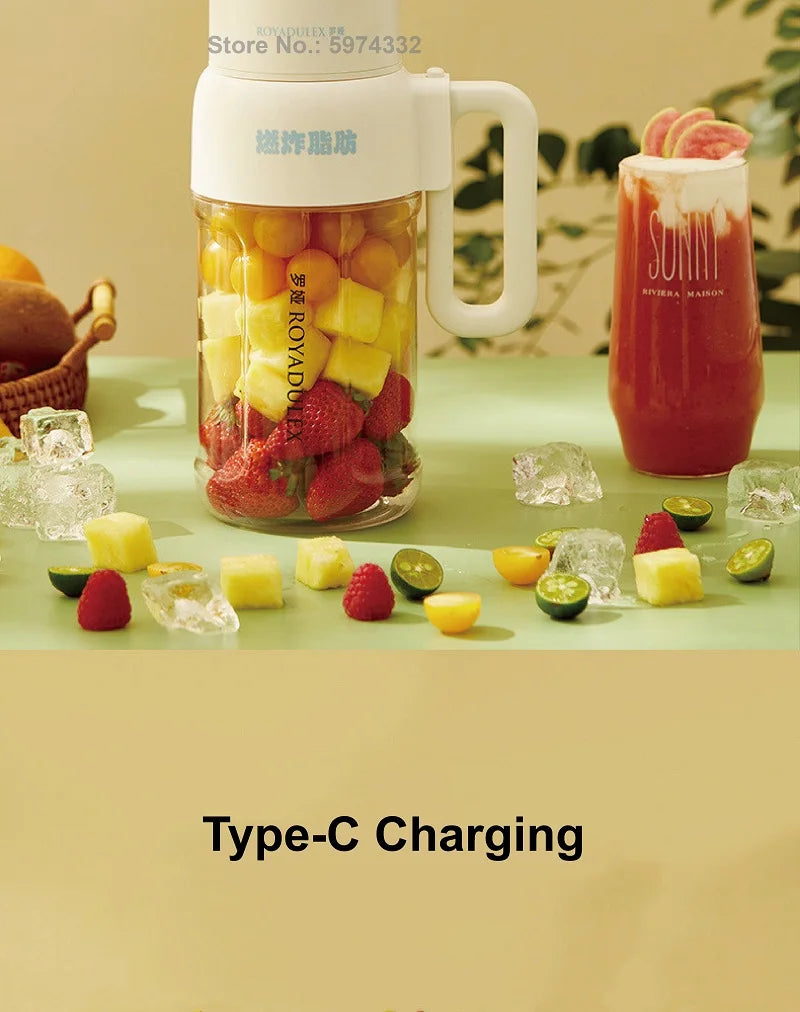 1000ml Wireless Juicer Blender Portable Drinking Cup Milkshake Mixer Juice Maker USB Rechargeable Home Juice Cup 1500mAh