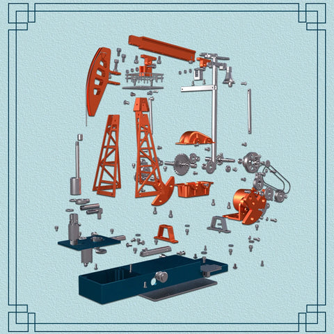 DIY Pumping Engine Model Kit Unit Metal Mechanical Art Assembly Ornaments Model Simulation Science Educational Teaching Toy Gif