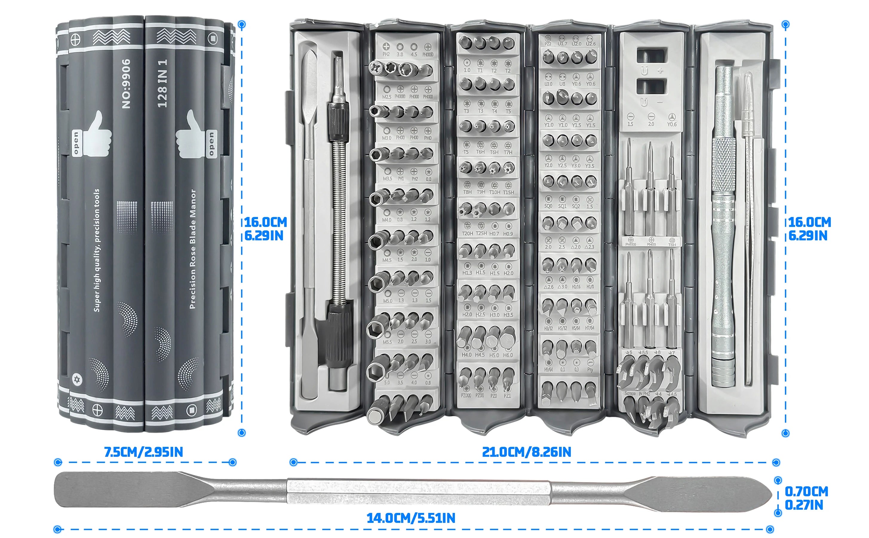 128 in 1 Electronics Precision Screwdriver Set Professional Magnetic Repair Tool with 122 Bits for Computer, PC, iPhone, Laptop