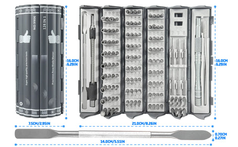 128 in 1 Electronics Precision Screwdriver Set Professional Magnetic Repair Tool with 122 Bits for Computer, PC, iPhone, Laptop