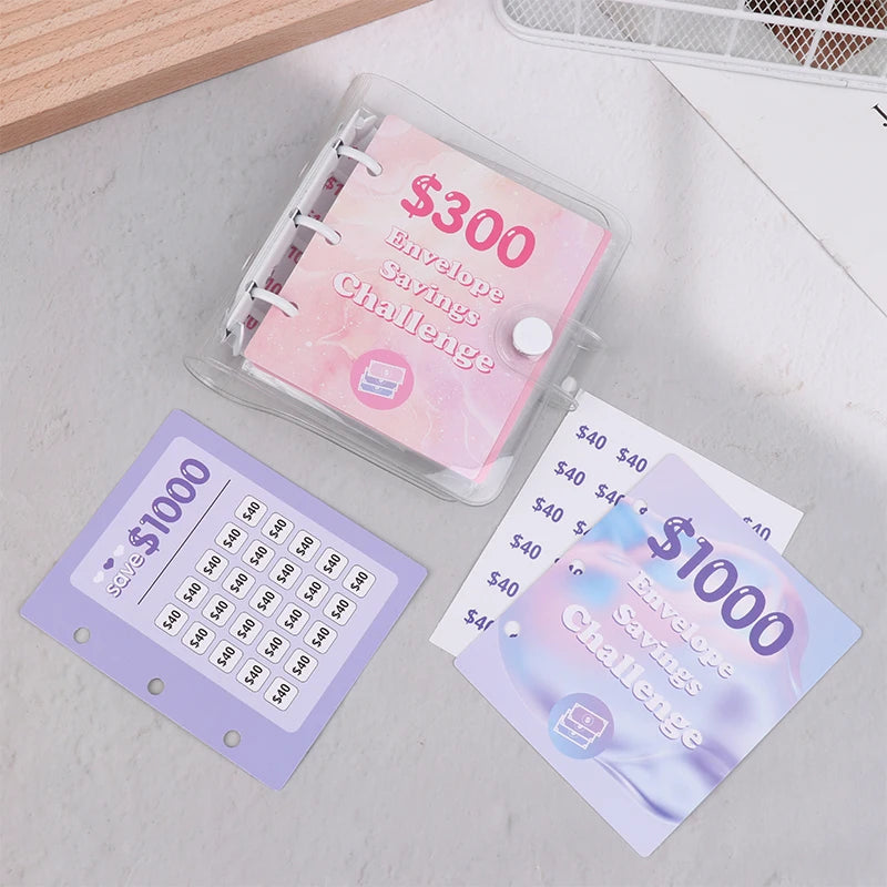 Money Saving Binder $150/300/500/1000 Savings Challenge Binder Mini Binder Cash Budget Storage Book Envelope Savings Notebook