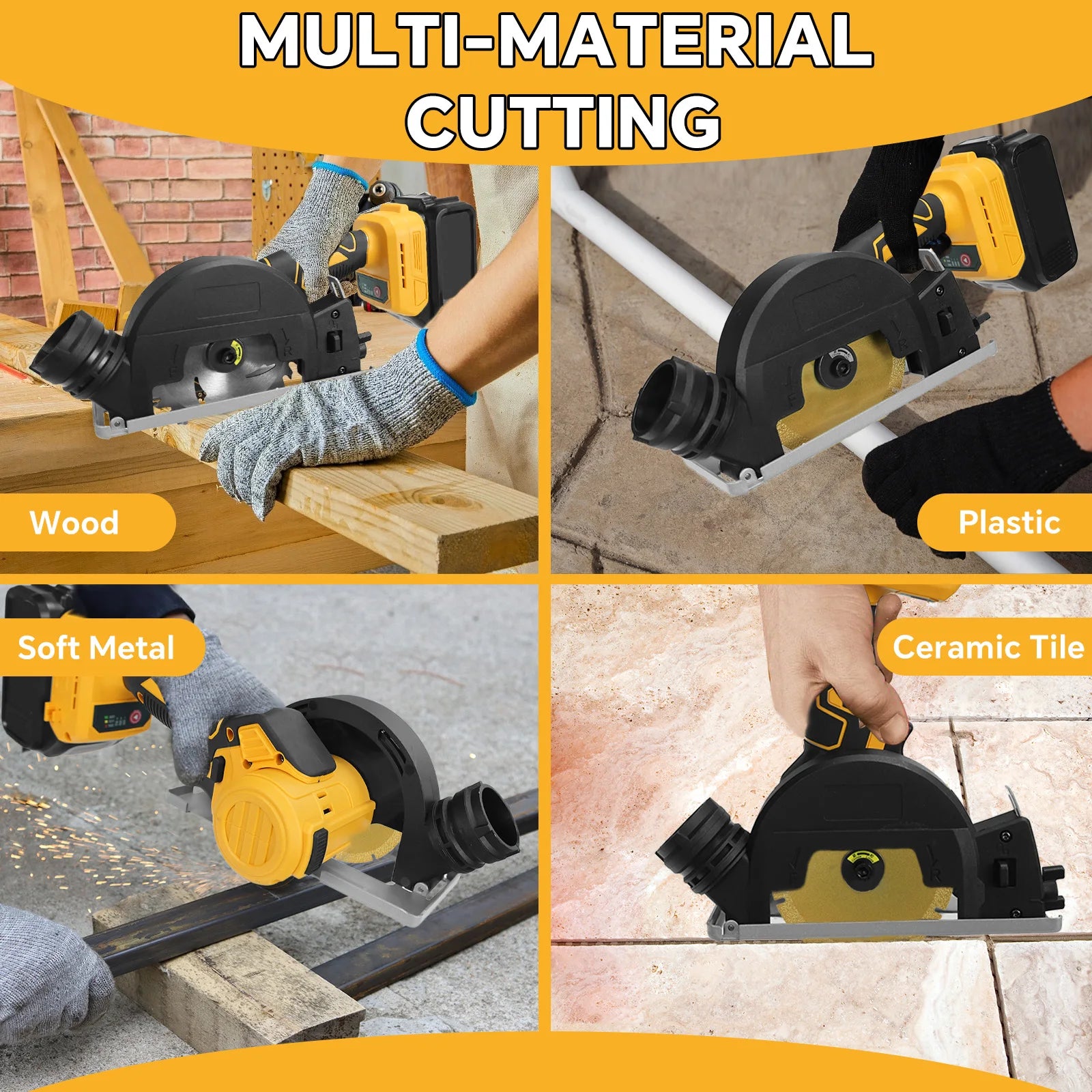 Cordless Circular Saw 12000RPM Brushless 3 Speed Angle Grinder Wood Plastic Metal Cutting for Dewalt 20V Battery (No Battery)