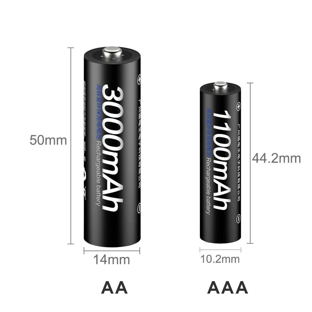 PALO AA and AAA Rechargeable Batteries 3000mAh NI-MH AA Battery LR6 1100mAh AAA LR3+LCD USB USB Charger for 1.2V AA AAA Battery