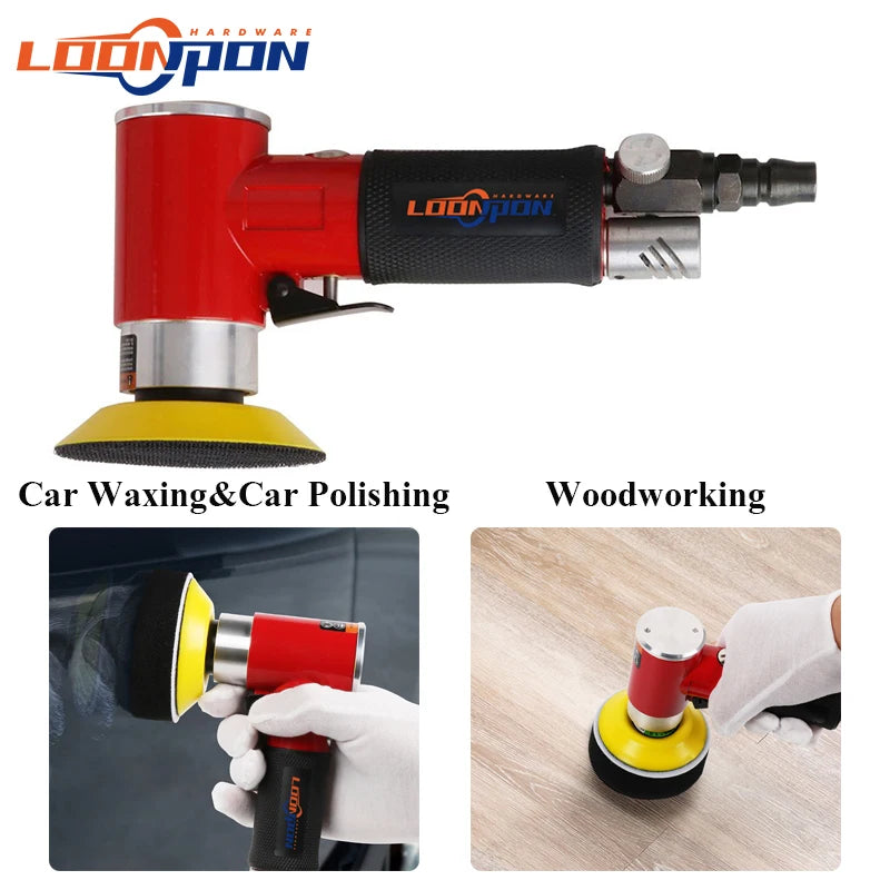 Loonpon Orbit Air Sander Mini Polisher 2"/3" Pneumatic Tools Grinding Machine Set Air Tool for Car Polishing Waxing Rust Removal