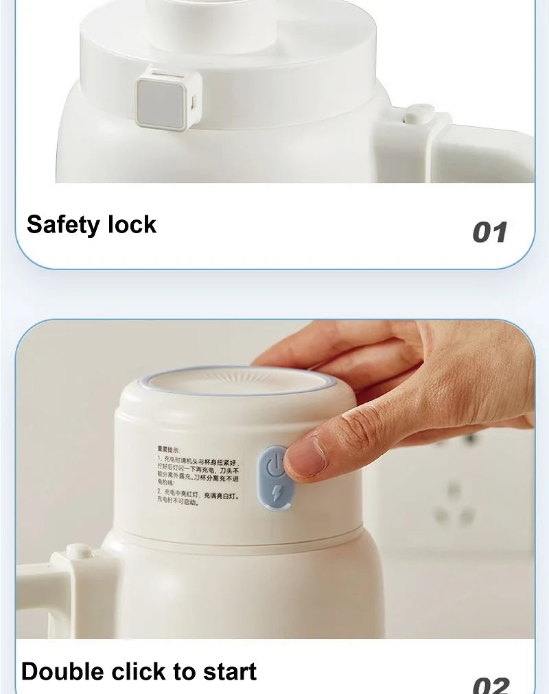 1000ml Wireless Juicer Blender Portable Drinking Cup Milkshake Mixer Juice Maker USB Rechargeable Home Juice Cup 1500mAh