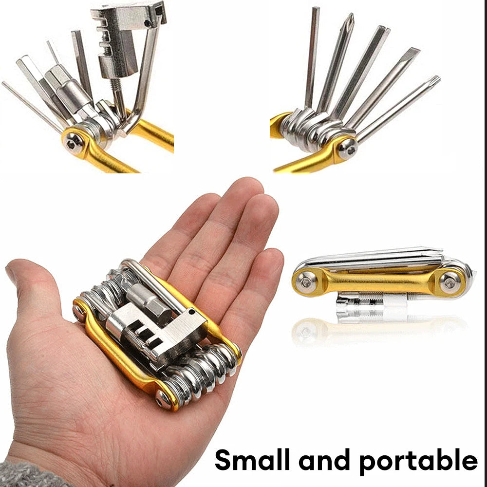 10 in1 Multifunction Bicycle Repairing Set Multipurpose MTB Bike Repair Tool Kit Wrench Screwdriver Chain Hex Spoke Repair Tools