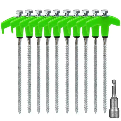 4/10pcs Outdoor Tent Ground Nail 20CM Screw Anchor Stakes Pegs For Trap Shelter Carbon Steel Hexagonal Head Camp Accessories