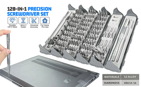 128 in 1 Electronics Precision Screwdriver Set Professional Magnetic Repair Tool with 122 Bits for Computer, PC, iPhone, Laptop